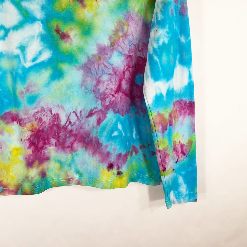 Falling in Love Kim Rogers Large Top Handmade Tie Dye Blue Purple Yellow 550 - Picture 3 of 11